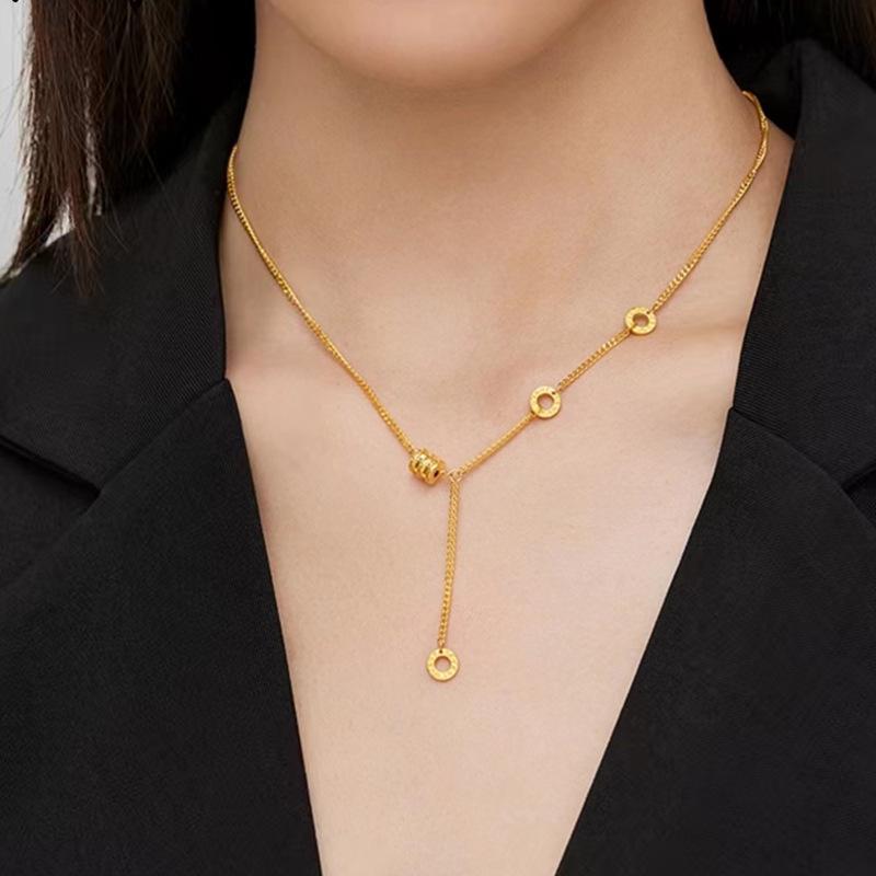 Versatile Gold-Plated Small Waist Necklace for Women - Luxurious, Niche Design with Long-Lasting Color Retention
