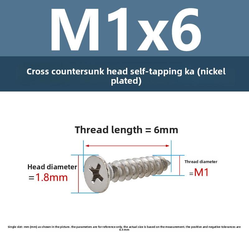 4 PCS Cross Flat Head Wood Screws M1 M1.5 M5 Construction Screws Zinc Plated Self Tapping Wood Screws For Cabinet Fiberboard