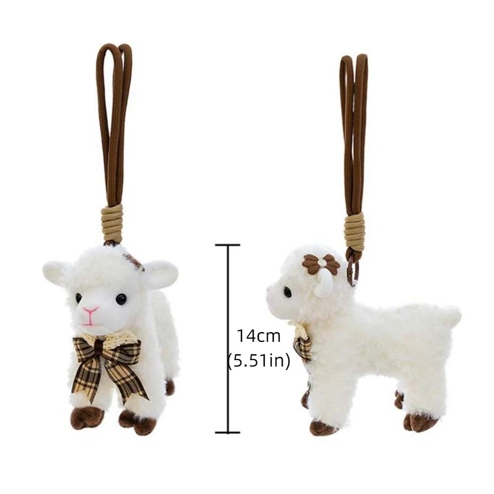 Kawaii Xinjiang Baby Lamb Doll PP Cotton Sheep Plush Keychain Standing Lamb Pendant Car Pendant
