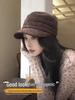 Korean Brown Equestrian Style Women's Flat Top Suede Cap - Face Slimming, Versatile for Spring and Autumn.