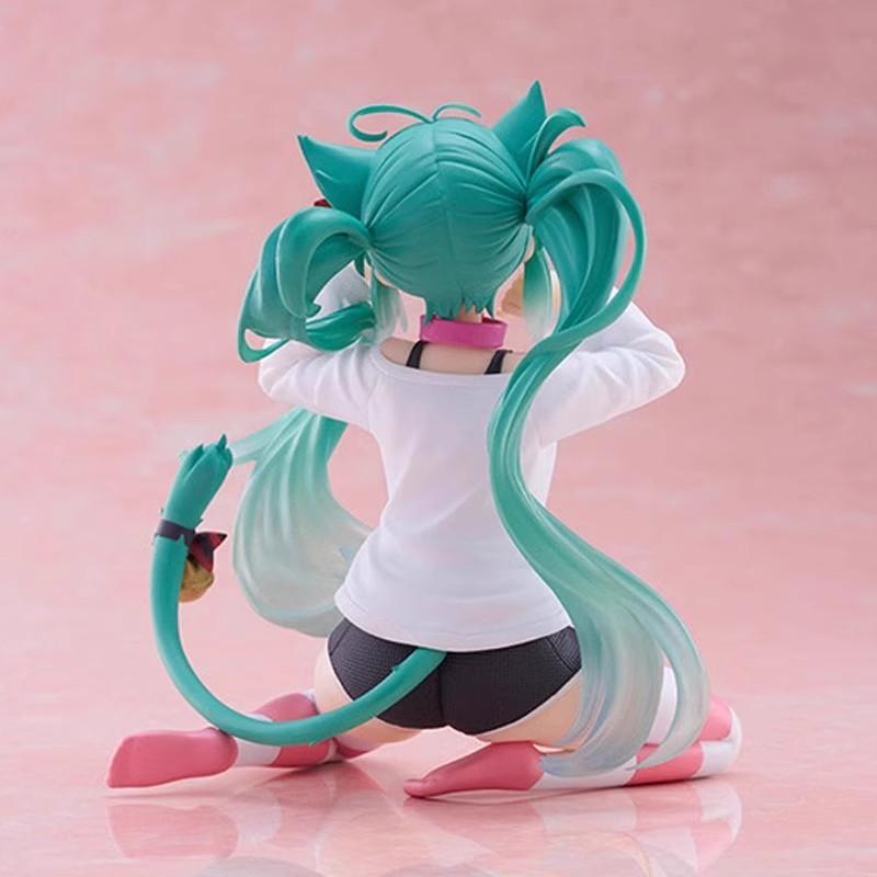 New Hatsune Miku Cat Ear Short Sleeve Pajamas Figure Anime Girl Model Statue Cartoon Desktop Decoration Collectible Figurine Toy