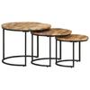 Set of 3 Side Tables Raw Mango Wood