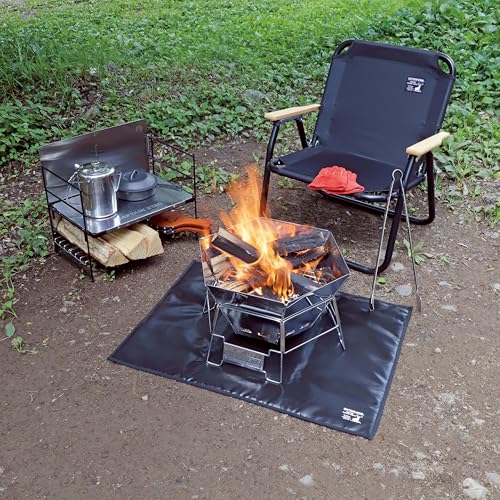 Captain Stag (CAPTAIN STAG) Fire Pit Sheet, Fire Mat, 80 x 60 cm, Insulated, Heat Resistant up to 700°C, Fiberglass, Black, UG-3316