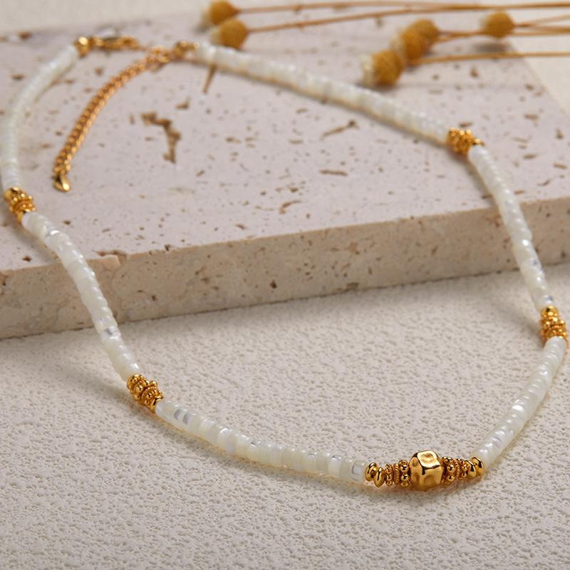 S925 Sterling Silver Natural White Shell Color Treasure Bracelet Female Original Light Luxury Design Minimalist White Shell Beaded Set