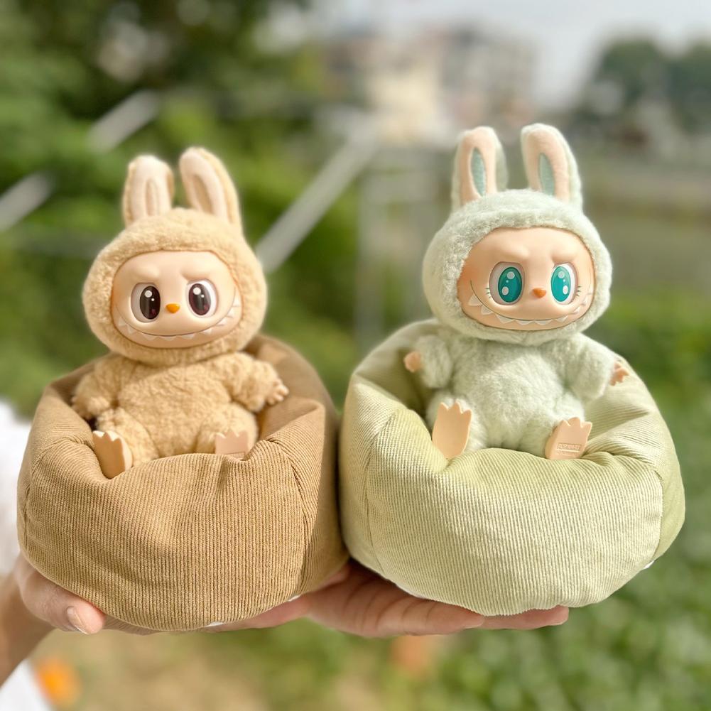 For 17cm Labubu Mini Sofa Bjd Doll Room Decoration Second Generation Sitting Party Series Doll Sofa Car Mini Sofa Bed