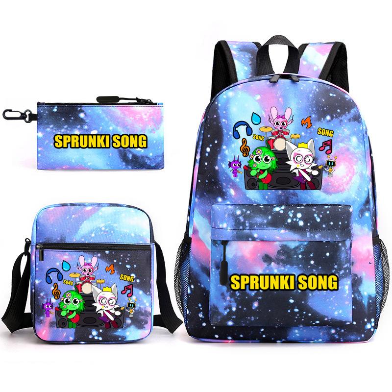 3D New Game Rhythm Box Sprunki School Bag Backpack Elementary and Secondary School Backpack Crossbody Bag Pencil Bag D