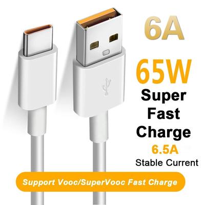 66W 65W 6A Super Dart Charger Charger Cable Fast USB Type C Charging Data Cable for Xiaomi Poco M3 X3 NFC F2 Mi 11 9 OnePlus Samsung Huawei OPPO