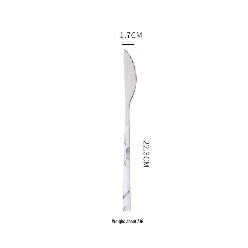 Besteckset aus Edelstahl mit Holzmaserung-Imitation: Messer, Gabel & Löffel - Koreanischer Stil