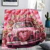 1Pc Pickup Truck Animal Print Flannel Blanket, High Quality Comfortable for All Seasons, Home Decor, Warmth and Comfort, Perfect for Christmas Gifts