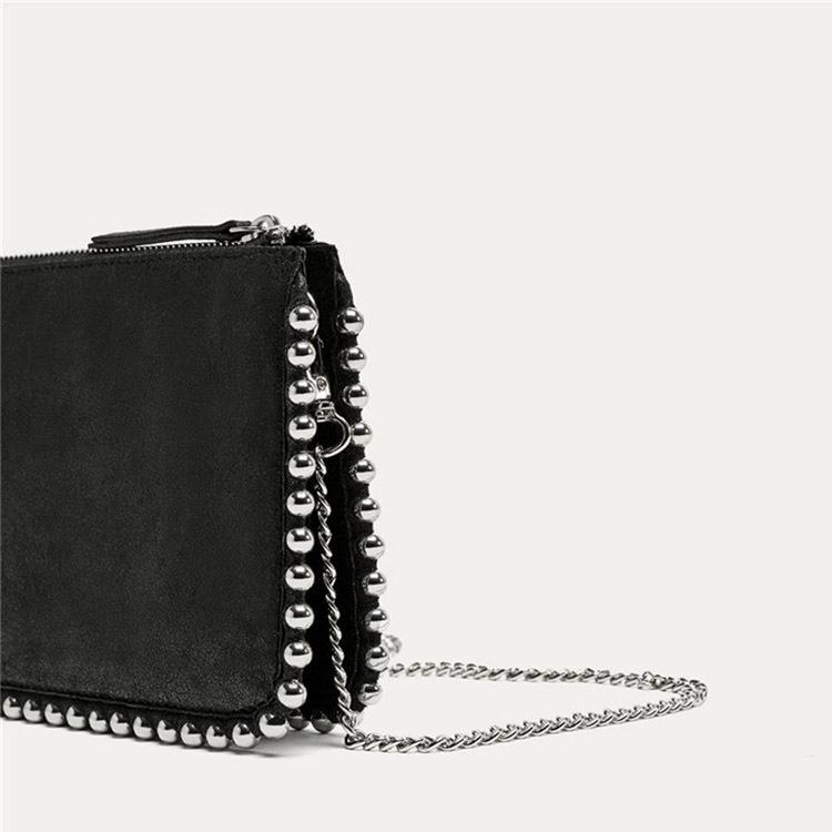 Women Bag PU Flap Fashion Rivet Dark Style Shoulder Bags  Crossbody Euro-America Style Evening Clutch Bag