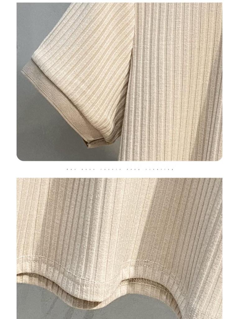 Japanese Men's Trendy Casual Striped Knitted Polo Shirt - Light and Simple Summer Fit