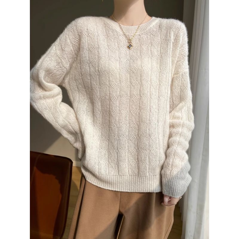 

Easiest for Match Twisted Pattern Shirt Female 2024 Autumn and Winter round Neck Gentle Loose and Idle Long Sleeve Bottoming Sweater Knitwear Red(High Quality) 2XL(Suggested 62.50 kg-65.00 kg)