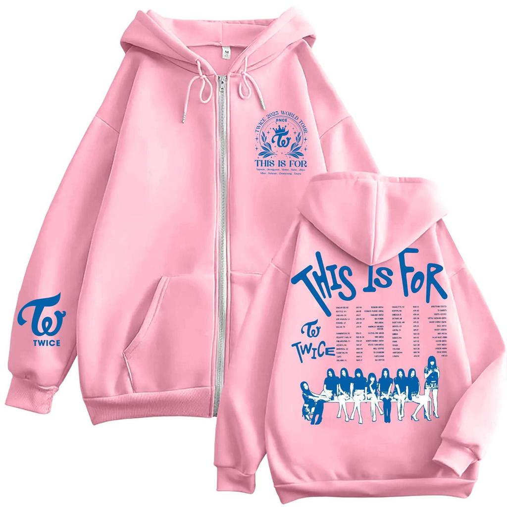 Damska codzienna modna bluza z kapturem zapinana na zamek, z nadrukiem i długim rękawem