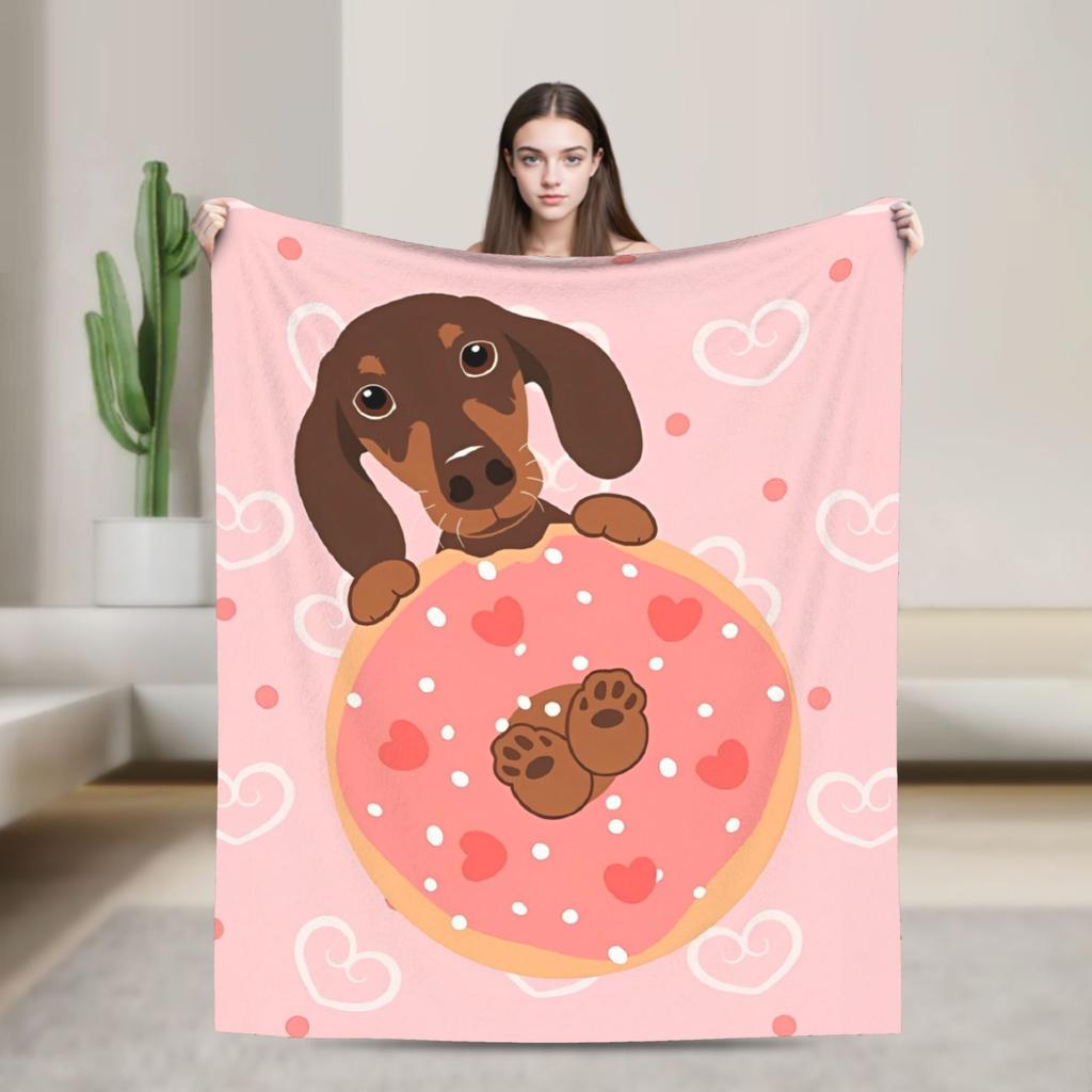 Cartoon Dackel Hund Decke Fleece Herbst/Winter Atmungsaktiv Warm Überwurfdecken für Bettwäsche Outdoor Teppich Stück