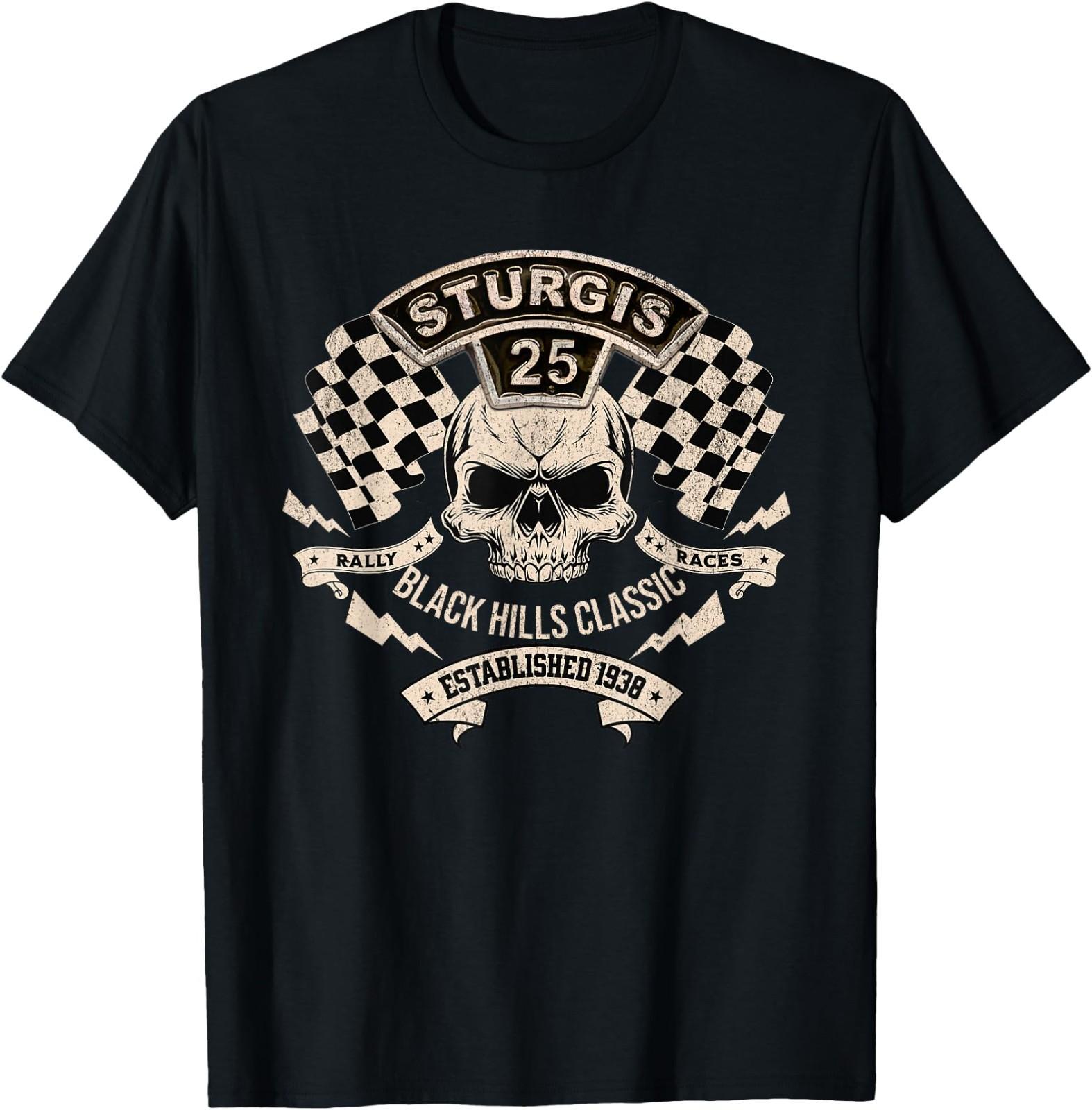Sturgis 2025 Black Hills Rally Skull Flags T-Shirt S