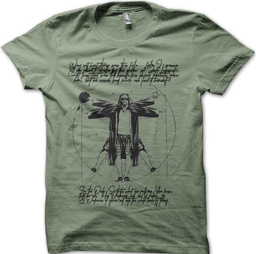 The Big Lebowski Dude Opinion Vitruvian Dude printed t-shirt 8940 3XL
