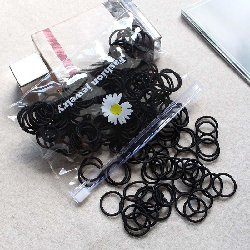 

2 CM Cute Colorful Black Nylon Small Hair Ties Gum Child Ponytail Holde Accessories Rubber Bands Elastic Hair Bands For Kid Girl