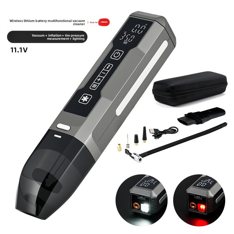 Multifunctional 4-in-1 Cordless Car Vacuum Cleaner & Cordless Tire Inflator Pump & Jump Starter, High Power Portable Emergency Kit Four-in-one + EVA bag