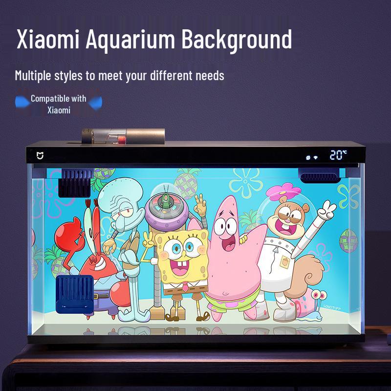 Hochauflösender 3D-Aquarium-Acryl-Hintergrund mit Cartoon-Aufklebern