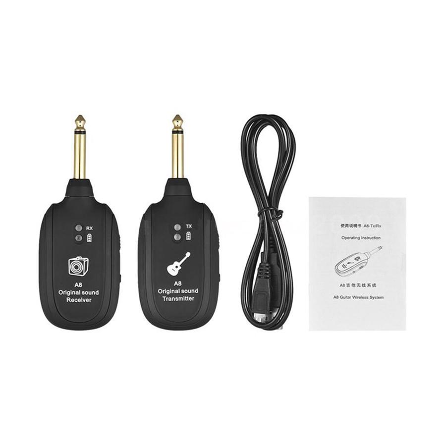 Wireless Guitar Transmitter + Receiver Built In Rechargeable Battery Micro USB