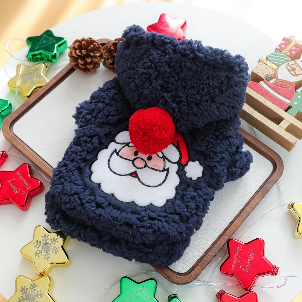 Christmas Dog Hoodie Winter Warm Fleece Pet Clothes Santa Claus Design Thick Soft Plush Jacket Small Dogs Puppy Outfit Apparel