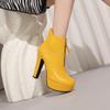 Kurze Stiefel für Damen mit hohen Absätzen, Herbst und Winter, im europäischen und amerikanischen Stil, wasserdichte Plateaustiefel mit dickem Absatz, einfarbig, große römische kurze Stiefel