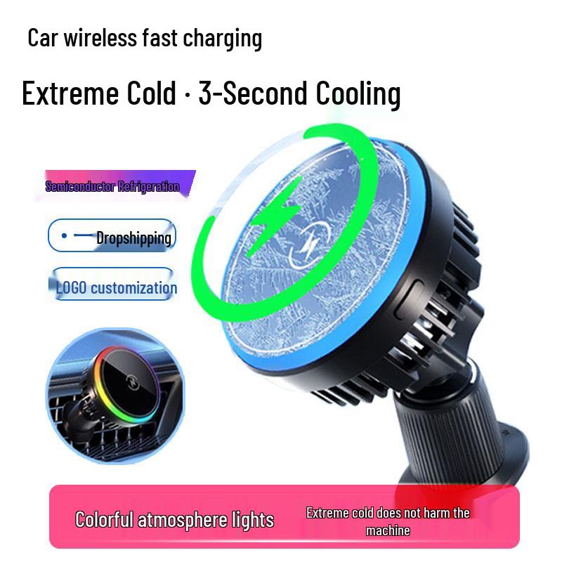 Magnetic Car Phone Holder with Wireless Charging & Cooling for Apple 15 MagSafe