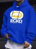Felpa Grigio Chiaro ECKO FUNCTION con Stampa Lettere sul Petto e Logo Classico Rinoceronte, Felpa Pullover Larga Casual Sportiva Street Hip Hop