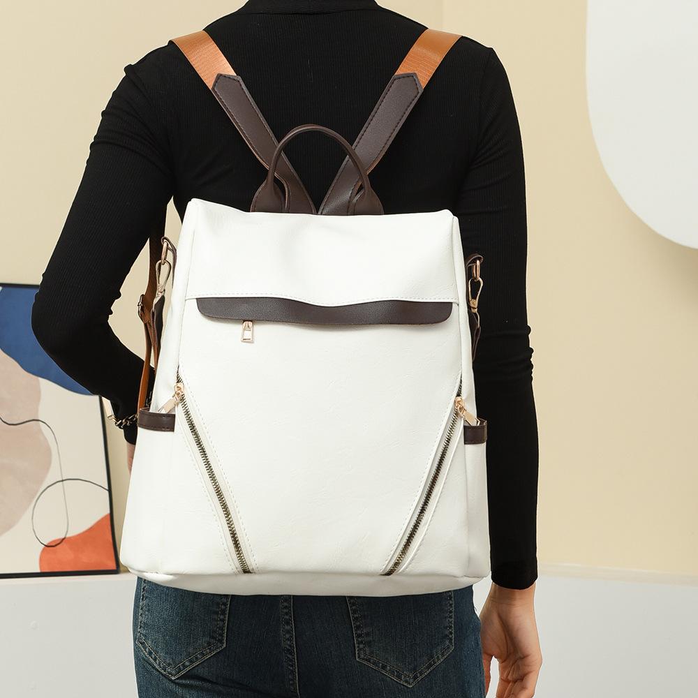 Anti-theft Backpack Women's PU Backpack Large Capacity Lightweight Travel Bag Student Schoolbag