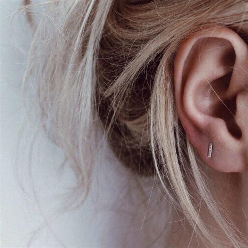Korean Style Titanium Steel Geometric Earrings - European & American Stainless Steel Stud Jewelry.