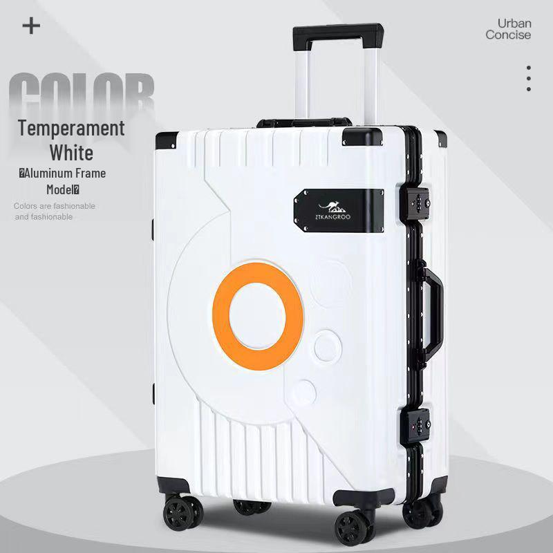 Aluminum Frame Leather Suitcase 20"/28" with Universal Wheels for Men, Women, Students