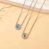 Elegant European Blue Gold-Plated Titanium Steel Eye Pendant Necklace for Women - Versatile Clavicle Chain Jewelry
