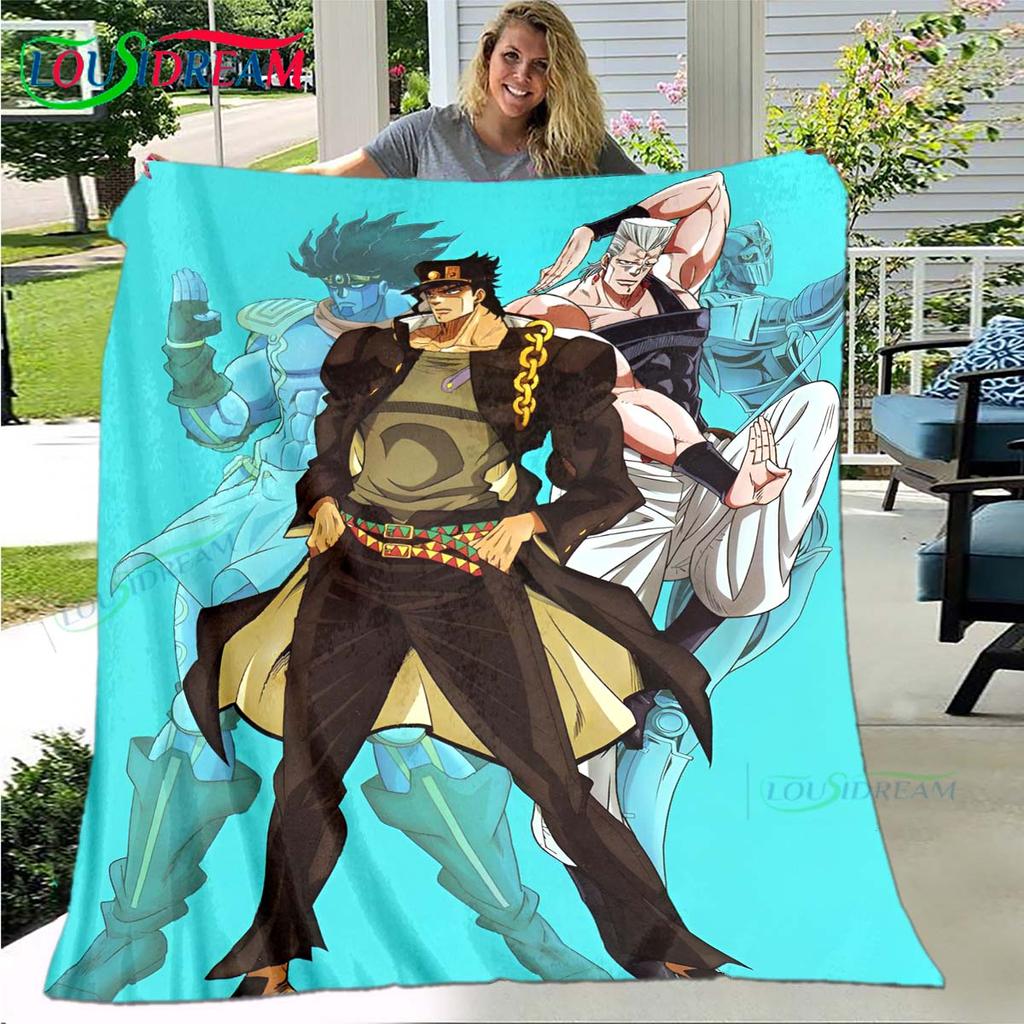 Cartoon J-JoJo’s Bizarre Adventure Blanket,Flannel Throw Blanket for Bed Sofa Picnic Office Hiking Leisure Nap Birthday Gift