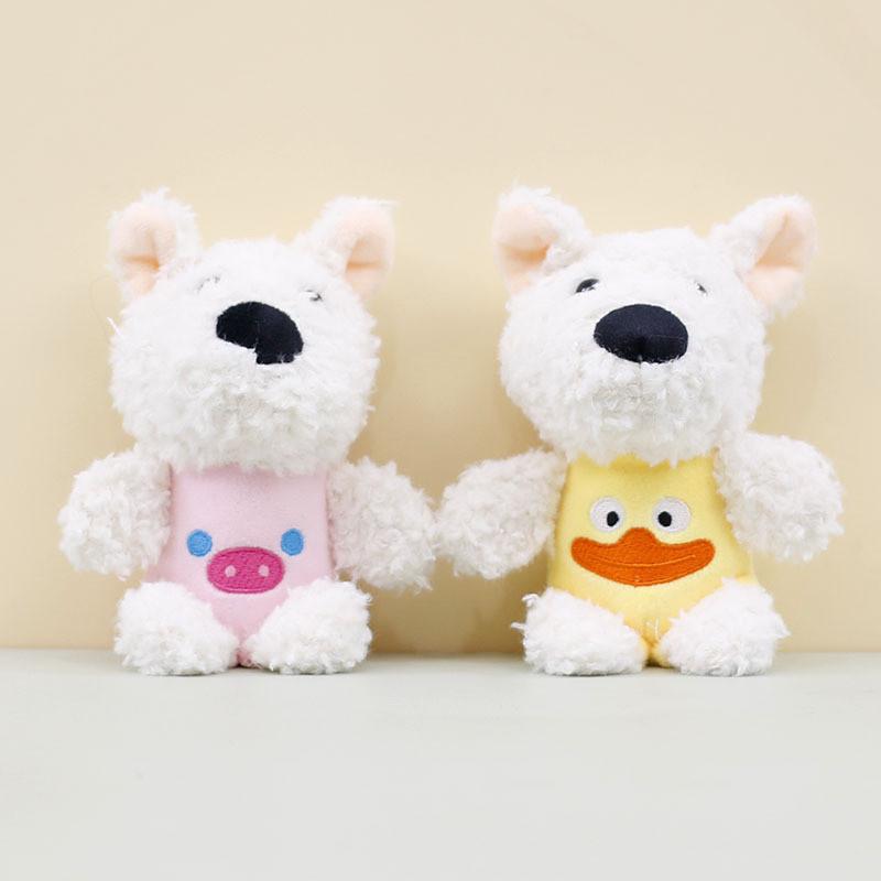 Adorable Fluffy West Highland Terrier Plush Toy Backpack Accessory In Pink