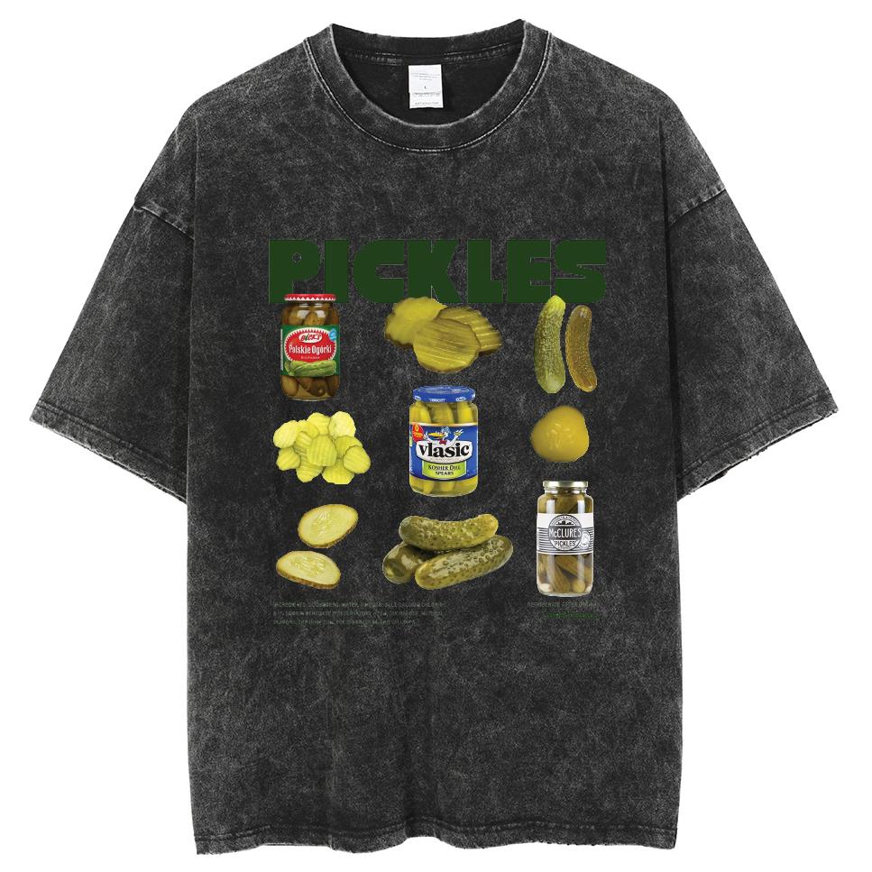 Retro Hip Hop Style T-Shirt Humor Gurken-Print Do Old Neutral Kurzarm Übergröße Rundhals Pullover