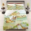 Otter Duvet Cover Animal Cartoon 3-Piece Set Children Cute Polyester Soft Breathable Comforter Animation Bedding