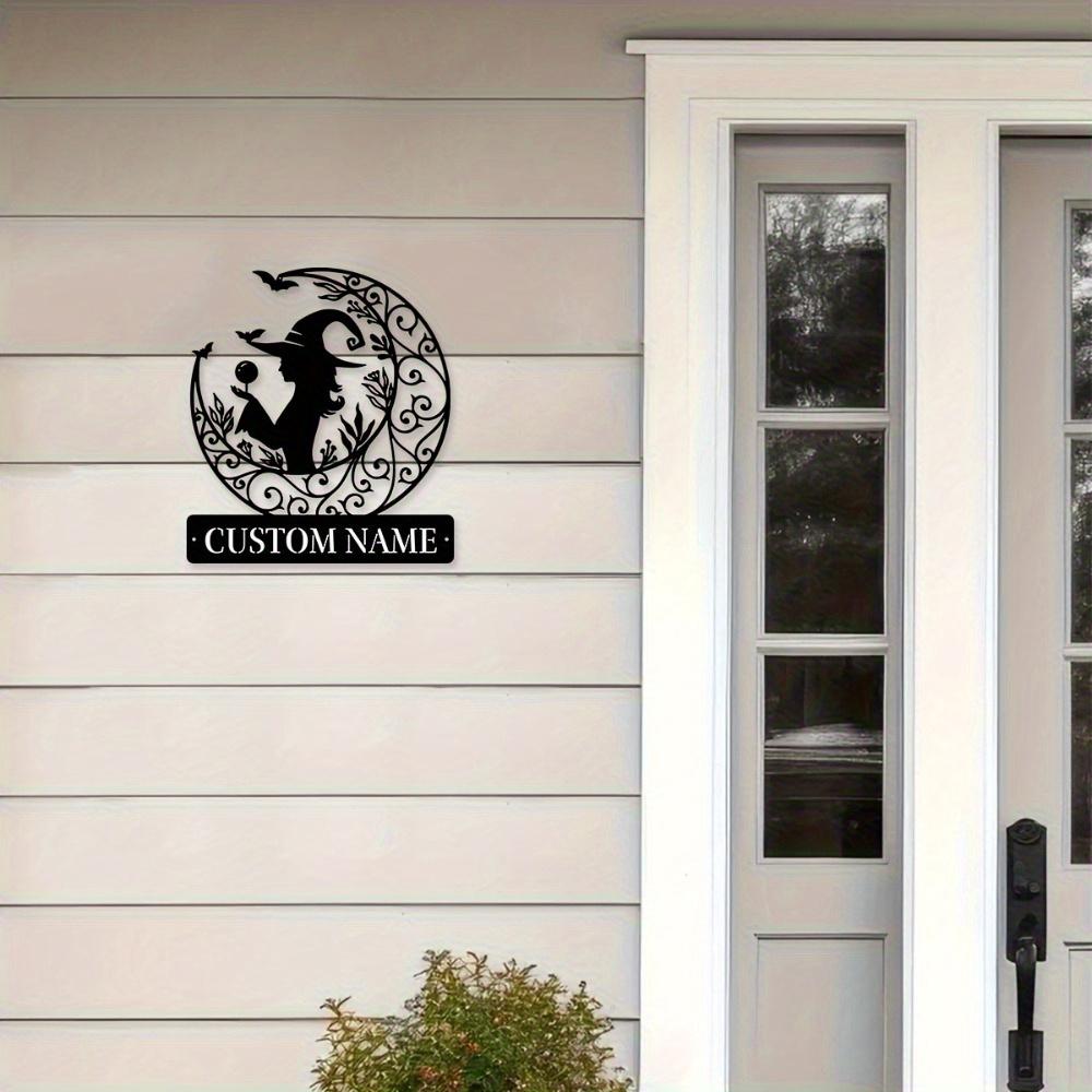 Metal Witch Wall Art Personalized Family Name Sign Rustic Home Decor Outdoor Halloween Gift