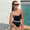 New Color Blocked One-piece Swimsuit Ins Style Sexy Women's Swimwear Female Backless High Leg Cut Beach Bather Bathing Suit