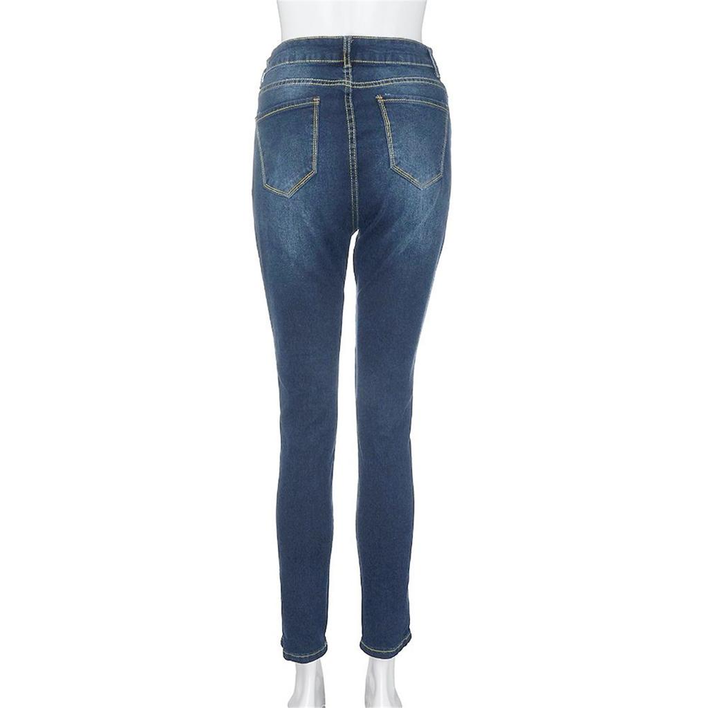 Plus Size High Waist Stretch Skinny Jeans for Women Button Fly Slim Fit Denim Pants with Pockets