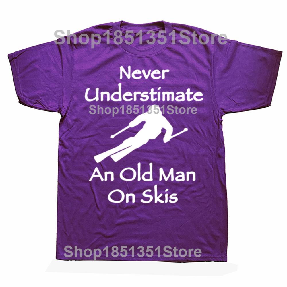 

Never Underestimate An Old Man on Skis T Shirt Men Adventure SKI Casual Tshirt Gift for Snowboarder Love Snowboarding Tee 3XL