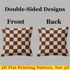 Brown and Beige Checkerboard Square Jacquard Pillow Cover for Sofa Office Waist Cushion Cover Home Decorative Pillowcase