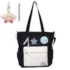 Blocked Cute Color Star Collage Student Backpack And Shoulder Bag With Pendant