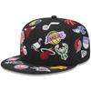 New Era 2025 All-Star Game Allover Logos Fitted Black NBA X Staple Fitted Hat Basketball Cap Outdoor Sports Peaked Baseball Cap