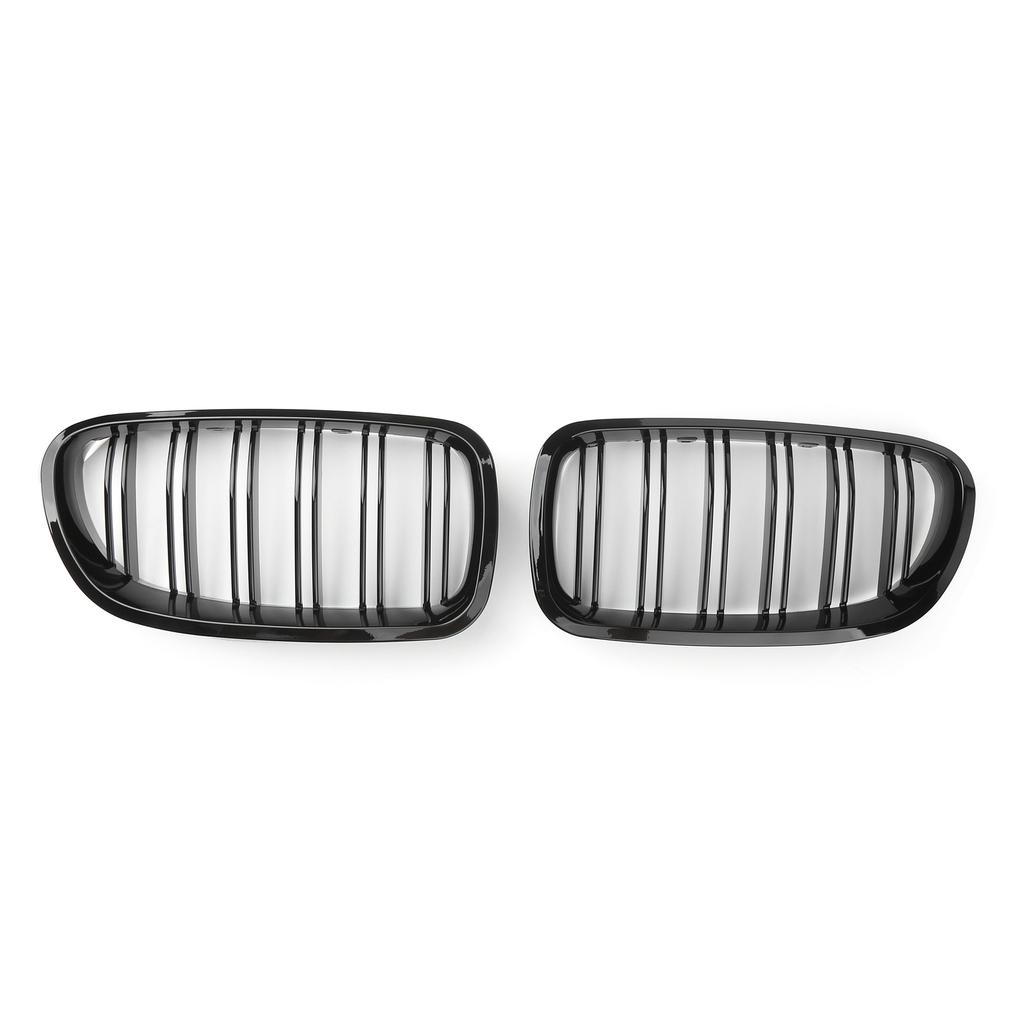 Gloss Black Front Kidney Grille Fit BMW 5 Series F11 F10 2010-2016 Dual Slats