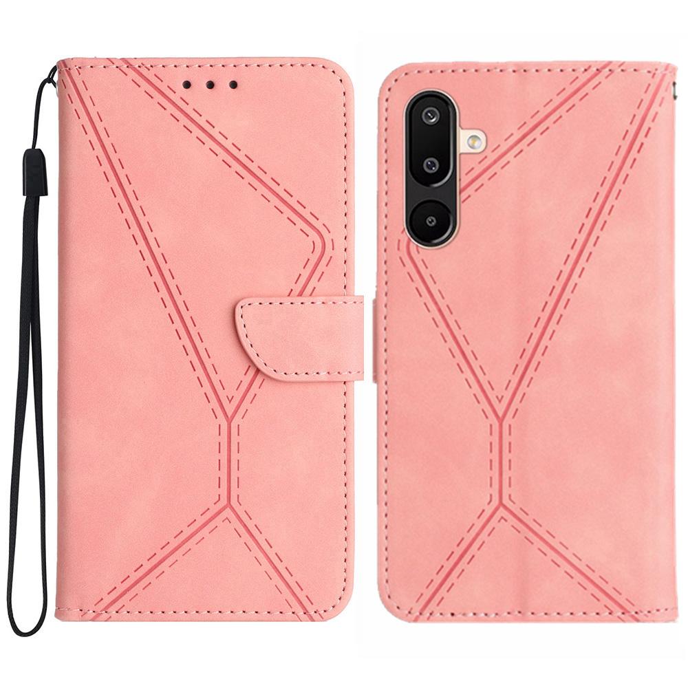 For Samsung Galaxy M16 5G/F16 5G Case Skin Touch Lines Imprinted PU Leather Flip Phone Cover