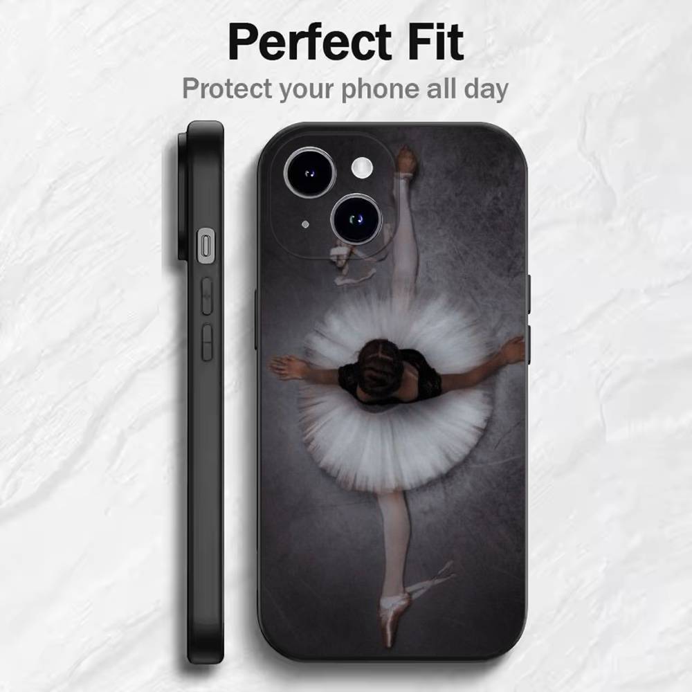 

Simple Swan Dance Ballet Phone Case For 17 16 15 14 13 12 11 Mini XS XR X 6S 6 Pro Max Plus Black Soft Cover iPhone14