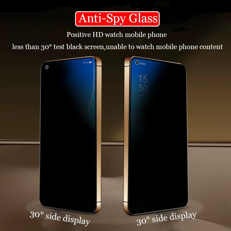 3 pçs privacidade vidro temperado para oppo reno 8 7 6 5 4 lite se 8t 4g z a protetor de tela anti-espião reno 7 8 pro mais capa de vidro