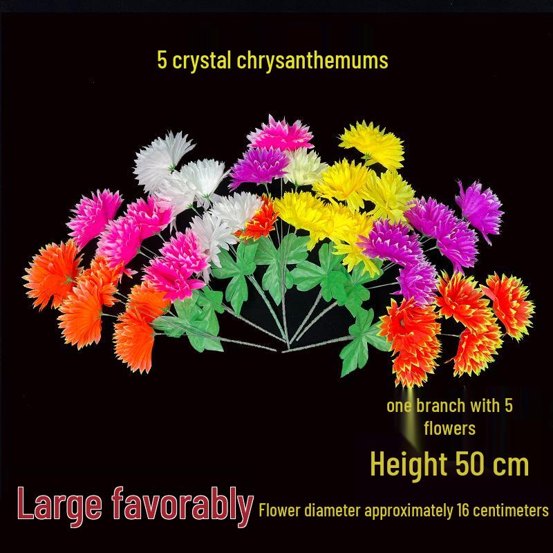 Qingming-Fest Chrysanthemenstrauß: 7-Kopf Seidenblumen Friedhofsgesteck für die Grabpflege