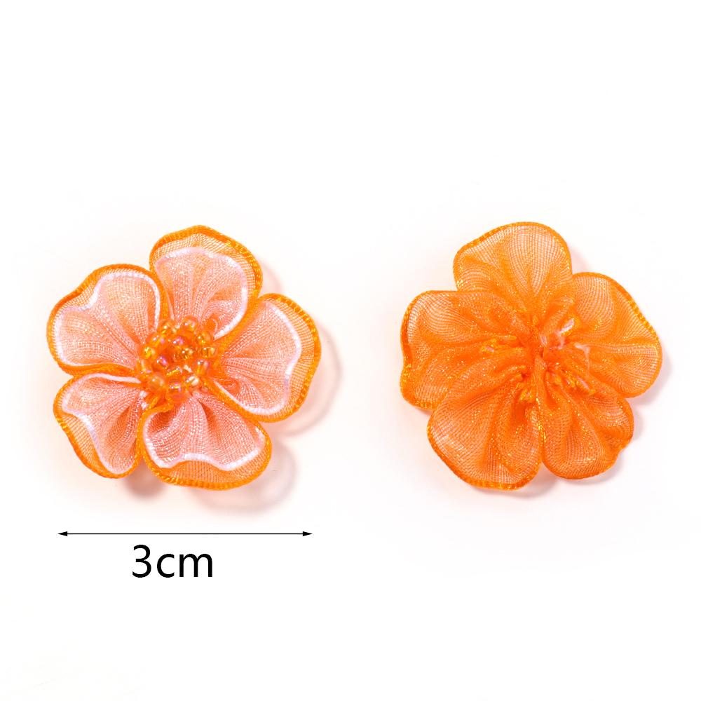 10pcs 3cm Gauze Artificial Flowers Colorful Double Layer Flower Head For DIY Handmade Wedding Party Clothing Headwear Decoration