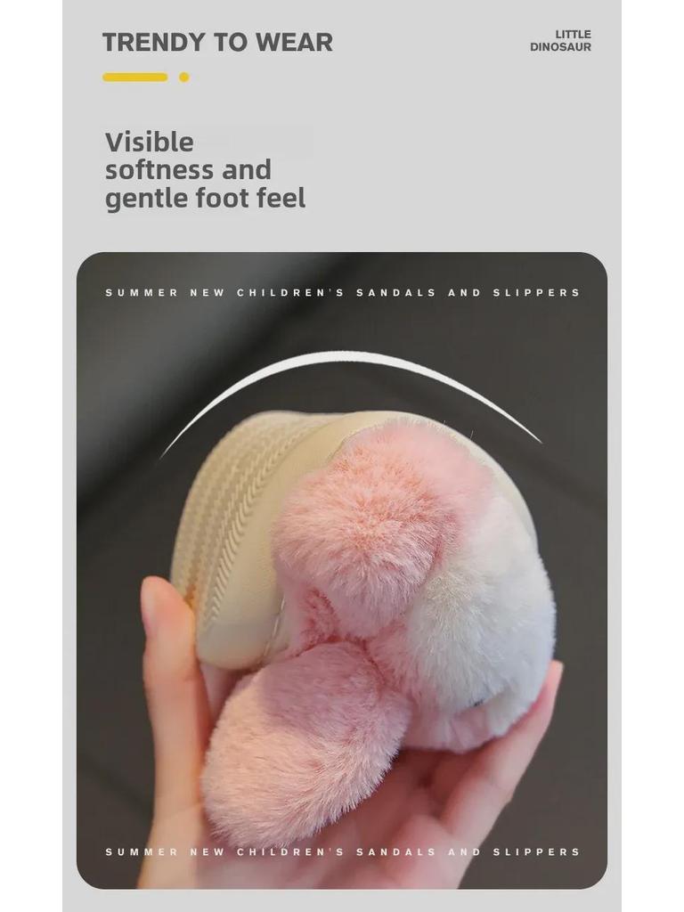 Children's Cute Cartoon Rabbit Slippers for Girls and Boys - Indoor Cotton Shoes for Autumn and Winter